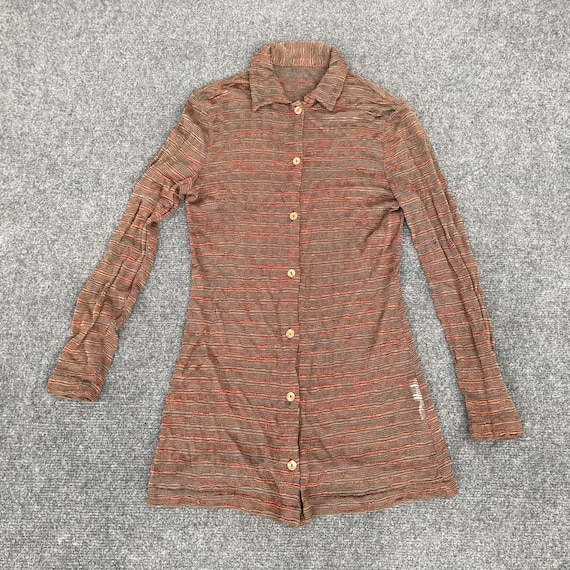 Vintage Tessuto Cloth Stoff Tissue Tejido Tecido Italy long Sleeve Shirt