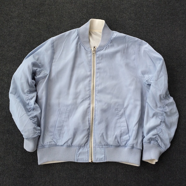 Vintage Sukajan Reversible Jacke bestickt Souvenirs Bomber weiß blau Varsity japanische Frauen Jacke