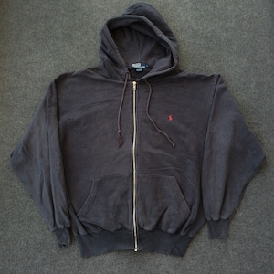 Vintage Polo Sport Ralph Lauren Black Hooded L Size 90s Sweatshirt