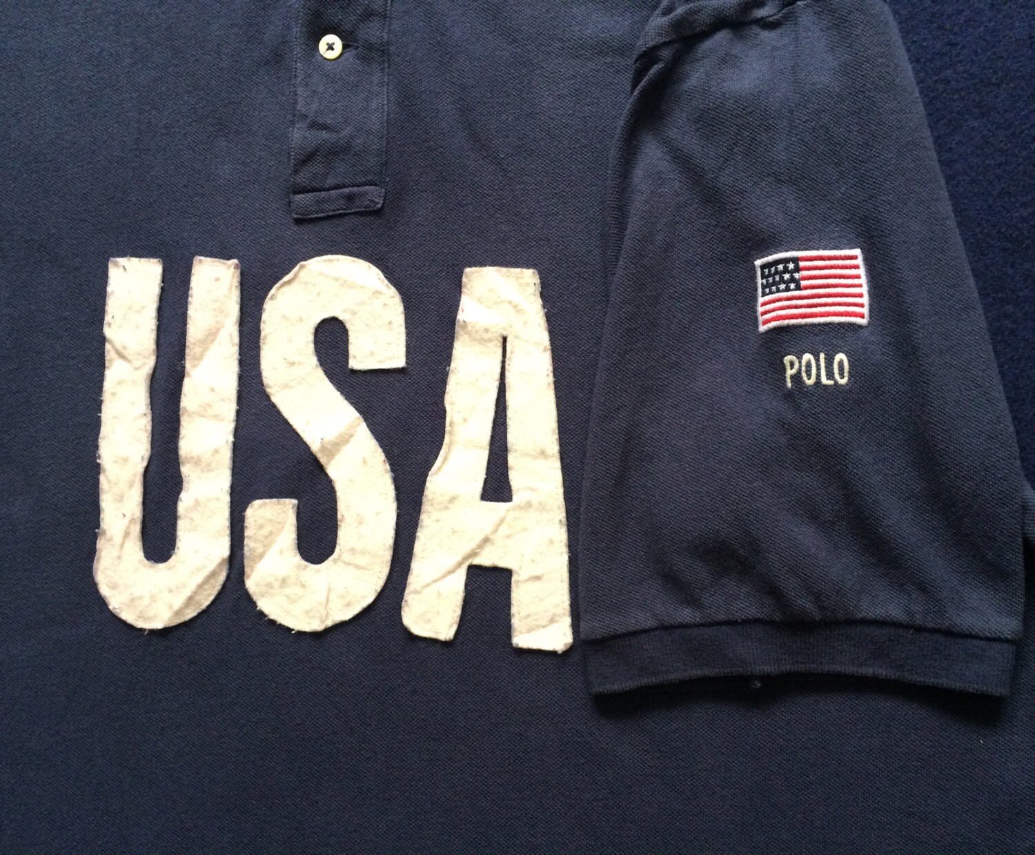 Vintage Polo Ralph Lauren USA Polo Sport Rugby 90s Short Sleeve Shirt ...