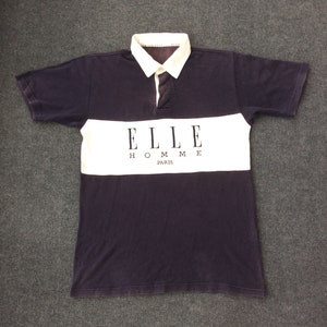 Vintage ELLE HOMME PARIS Rugby 80s 90s Short Sleeve Rare Shirt