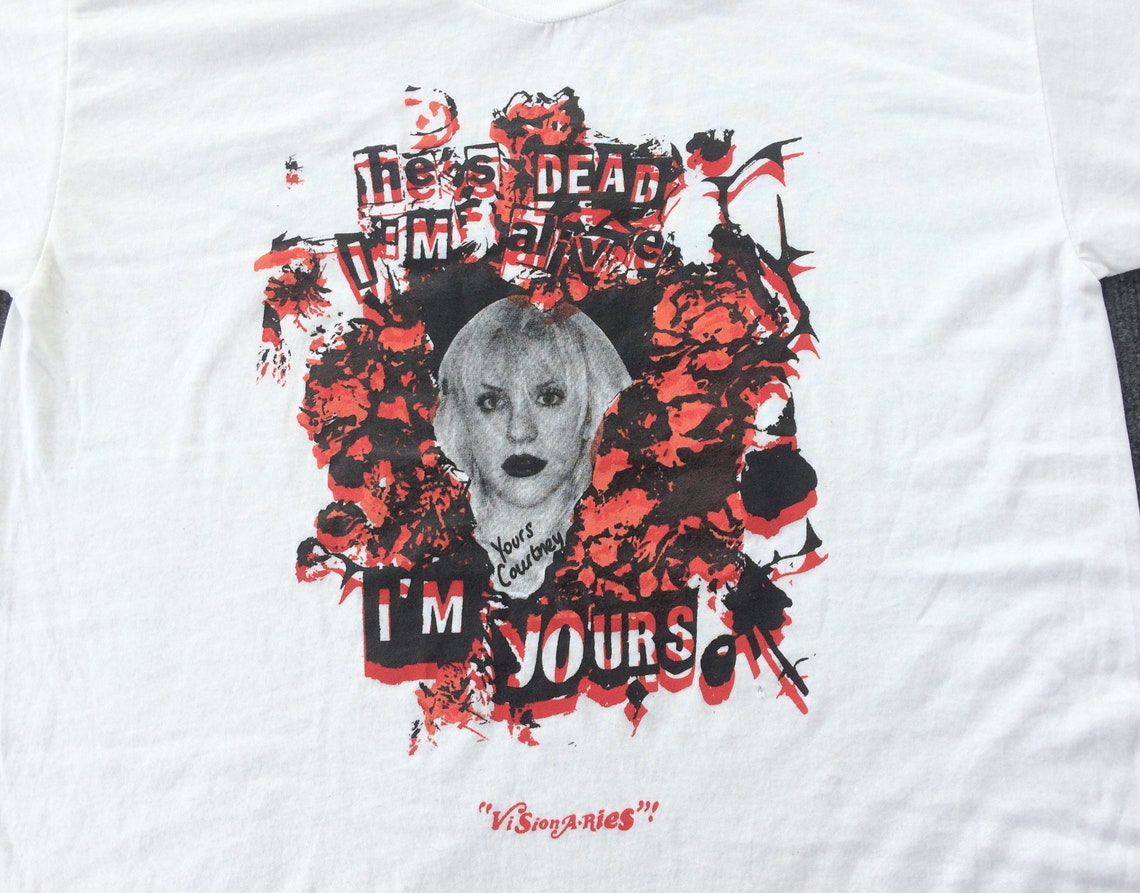 T-shirt Vintage Courtney Love Gildan - Noir Taille S - Coton - Occasion Très Bon état
