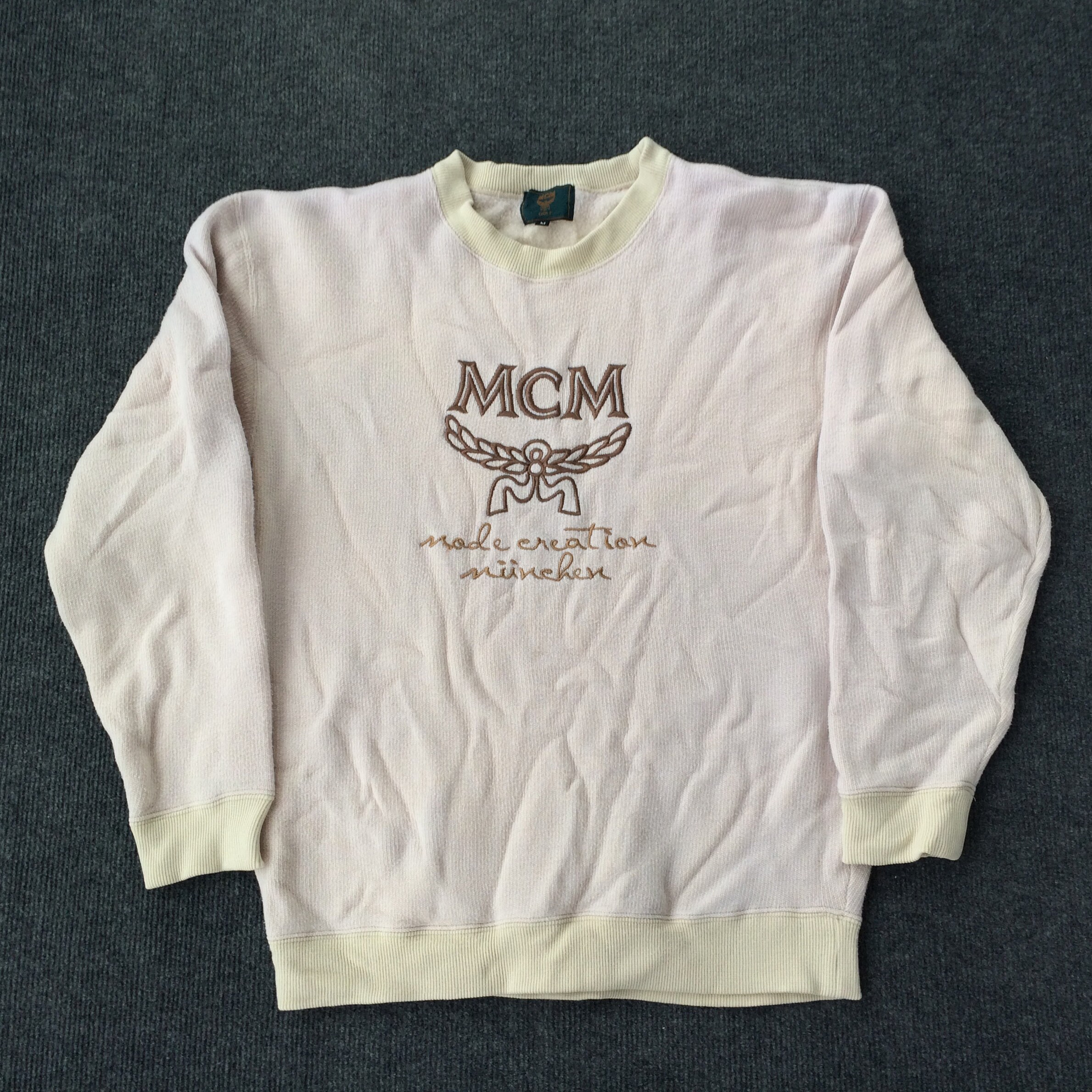 Vintage MCM LEGERE gran logo deletreado bordado Pullover 90s Jumper Streetwear sudadera Etsy Mexico