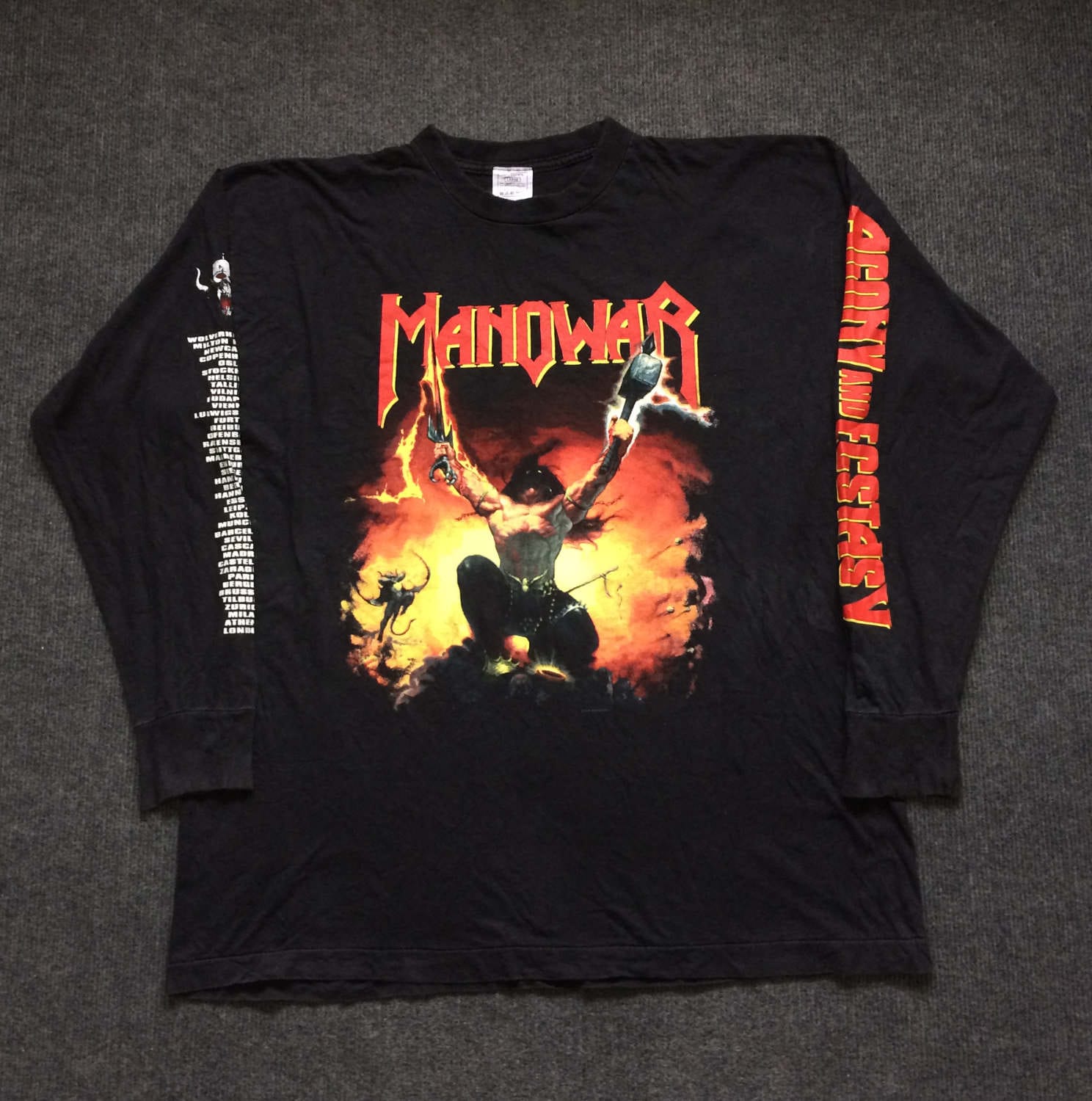 MANOWAR AGONY AND ECSTASY Tシャツ 94/95 Buy Vtg Manowar Agony and Ecstasy World Tour 94/95 Long