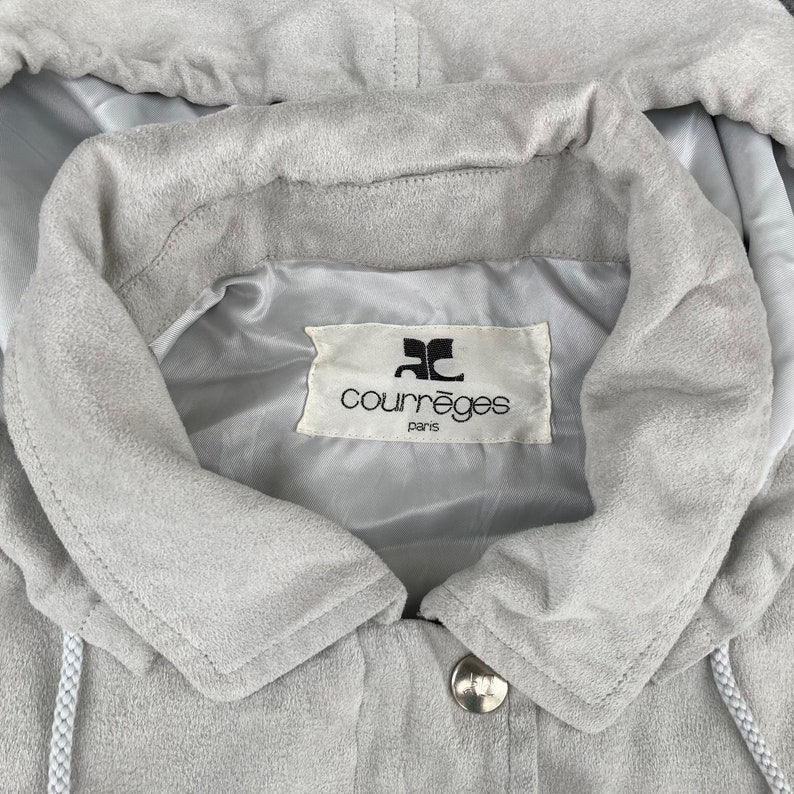 Vintage Courreges Huvtröja Lång Kappa Sport Futur Paris Jacka 90-tals Tröja bild 3