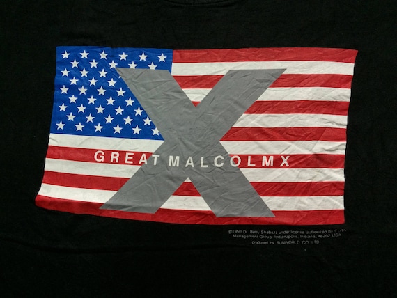 90s  ゲームシャツ 万国旗タグ XXL Blokecore　短丈 Vintage Great Malcolm X 90s Usa Flag Promo Tour Rare T Shirt - Etsy