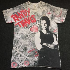 Vintage Randy Travis Tour Full Print Overprint Country Music XL Rare T shirt