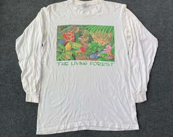 Vintage The Living Forest Langarm 90er Jahre Seltenes T-Shirt