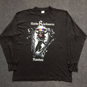 Vintage 90s Ritchie Blackmore Rainbow Stranger In US All Tour Original Rock Heavy Rock Long Sleeve Rare T Shirt