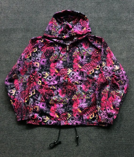 Vintage Fauna & Flora Flower Colorful 90's Zipper… - image 1