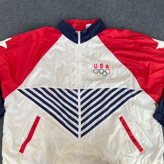 Vintage USA Olympic Jacket Olympic Rings USA Flags Sz XL Sweater