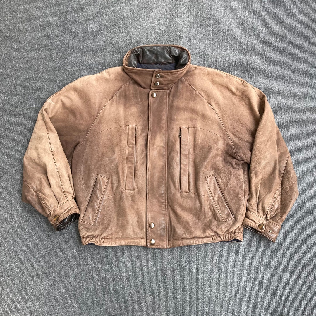 Vintage Nautica Men's Leather Jacket Etsy