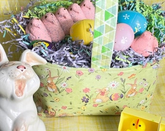Fabric Easter Basket Fully-Lined, Easter Bunny Holiday, Easter Egg Hunt Basket
