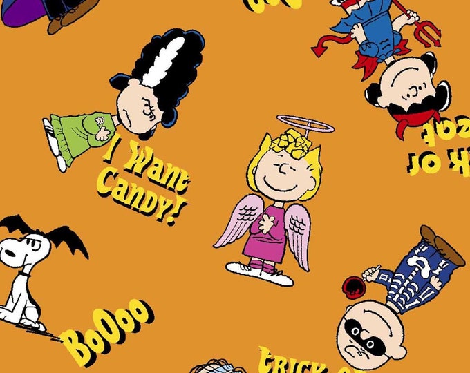 Peanuts Gang Halloween Fabric by the Yard 288, Cotton Fabric 44x13 Etsy