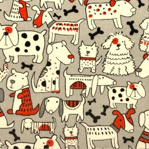 What's Black and White and a Little Bit Red Pups On Gray MTO Adjustable, Snapped Bandana Bib XXS-XXL