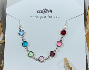 Collier de liens familiaux | Pierres de naissance familiales, bijoux personnalisés, sur mesure, cadeau pour maman, collier de mois de naissance