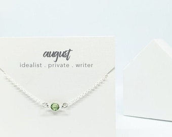 August Personality Necklace | Idealist, Private, Writer, Gift for Her, Dainty Jewelry, Layering Necklace, Leo, Virgo, Zodiac Sign Necklace