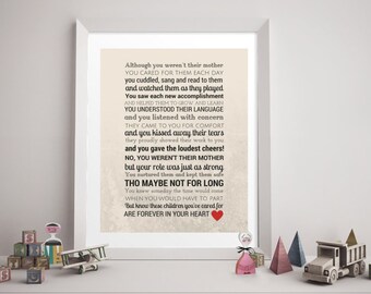 CAREGIVER DAYCARE RETIREMENT Poem Digital Download - Daycare Provider Gift, Retirement Gift, Caregiver, Godmother, Stepmother, Like a Mother