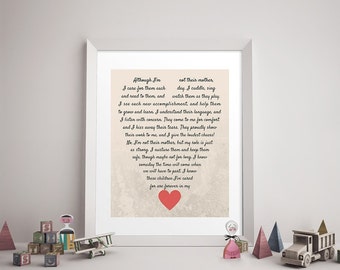 CAREGIVER/DAYCARE POEM Print - Daycare Provider Gift, Caregiver Print, Godmother, Stepmom, Stepmother, Family Art, Heart, Like a Mother