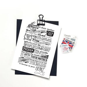 CAREGIVER/DAYCARE CARD - Cadeau de fournisseur de garderie, carte d’aidant, carte de voeux, baby-sitter, lettre de main, marraine, belle-mère