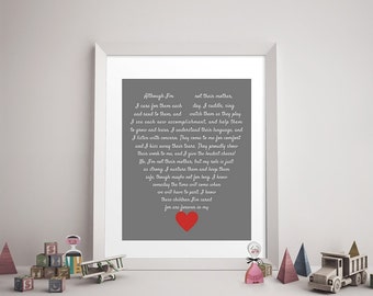 CAREGIVER/DAYCARE POEM Digital Download - Daycare Provider Gift, Caregiver Print, Godmother, Stepmother, Family Art, Heart, Like a Mother