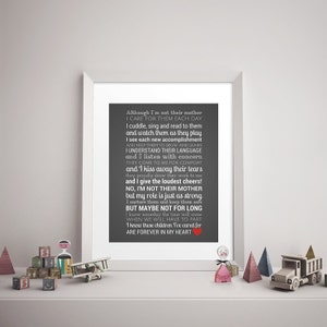 CAREGIVER/DAYCARE POEM Digital Download - Modern Daycare Provider Gift, Caregiver Print, Godmother, Stepmother, Family Art, Like a Mother