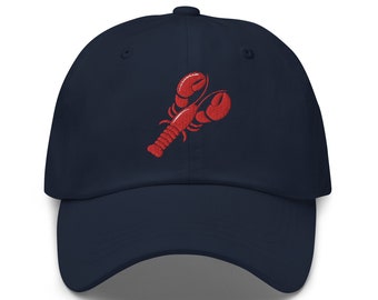 Gorra de papá con langosta bordada - Gorra con bordado de langosta - Gorra con langosta - Gorra de papá con langosta - Amante de los mariscos - Gorra de verano