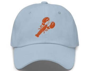 Gorra de papá con langosta bordada - Gorra con bordado de langosta - Gorra con langosta - Gorra de papá con langosta - Amante de los mariscos - Gorra de verano