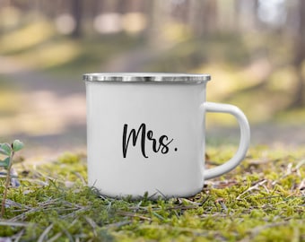 Sra. - Taza esmaltada - Linda idea para bodas - Taza esmaltada para bodas - Tazas para él y para ella