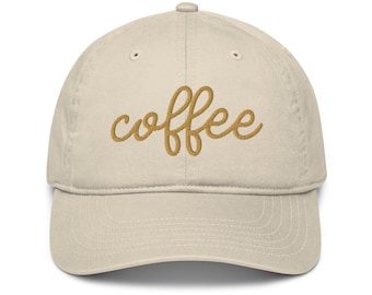 Boné de pai orgânico com bordado - Boné de beisebol Coffee Lover - Boné Coffee Dad - Boné fofo para café - Boné moderno para café