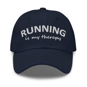 Running is My Therapy Dad hat with Embroidery - Running Hat - Running Cap - Gift for Runners
