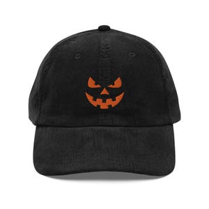 Jack O Lantern Vintage Coduroy Hat with Embroidery - Jack O Lantern Cap - Jack O Lantern Hat - Halloween Hat
