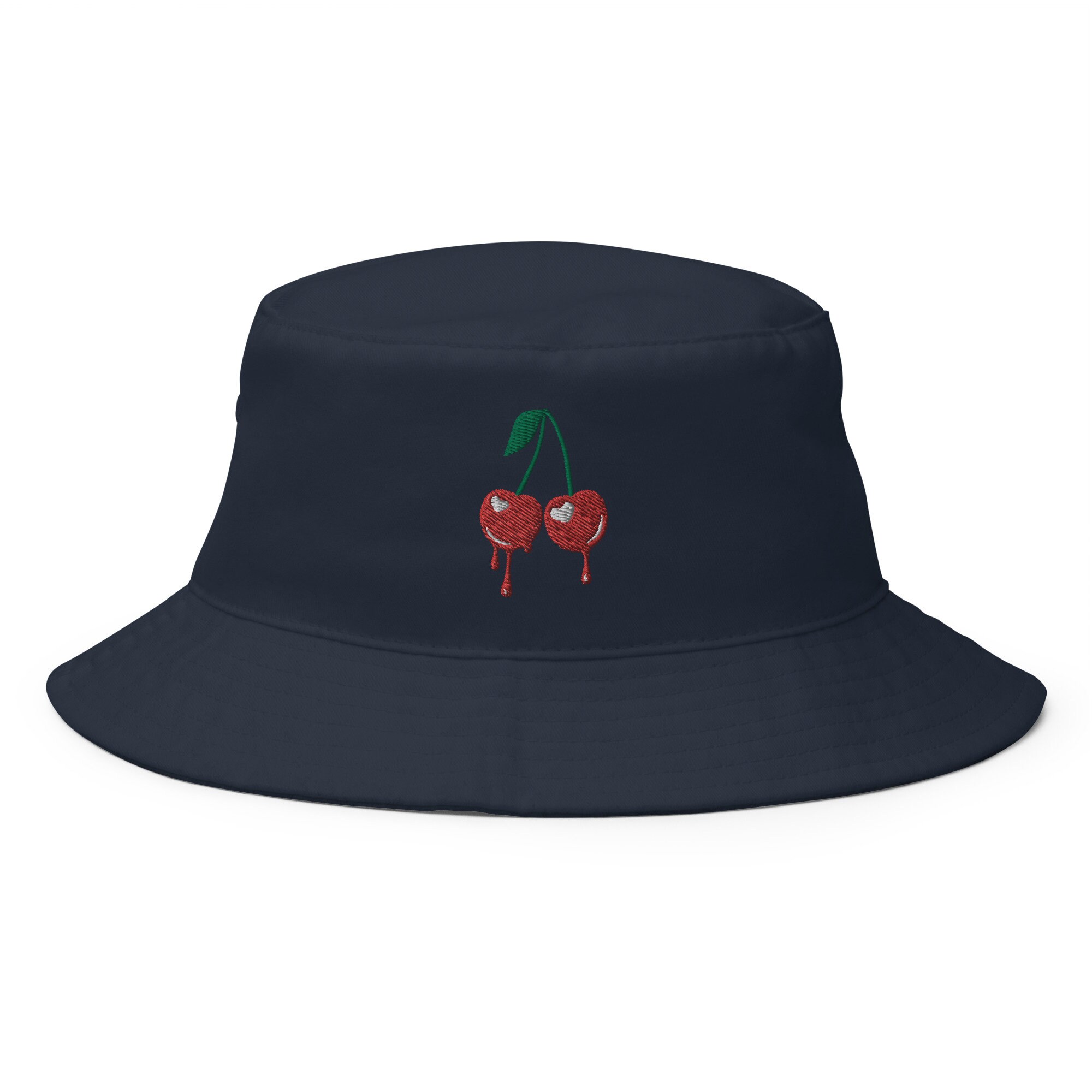 Cherry Bucket Hat With Embroidery - Dripping Cherry Bucket