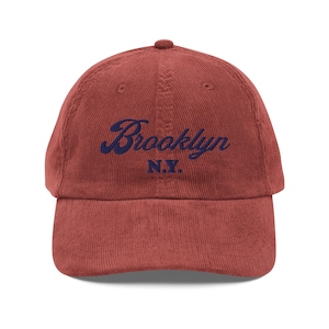 Brooklyn NY Vintage Corduroy Cap with Embroidery - Brooklyn Dad Hat - Brooklyn Baseball Cap - Brooklyn New York Hat