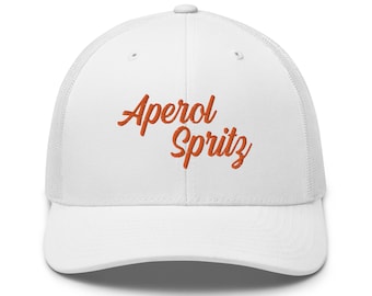 Boné Trucker Aperol Spritz com Bordado - Chapéu Spritz - Boné Spritz - Chapéu Aperol - Boné Aperol Bonito