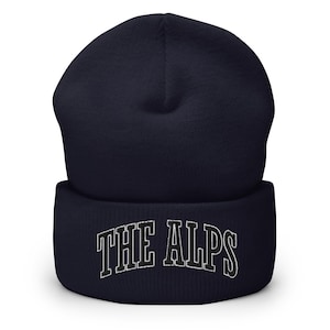 The Alps Cuffed Beanie with Embroidery - The Alps Beanie  - Winter Beanie - Ski Beanie