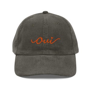 Oui Vintage Corduroy Cap with Embroidery - Oui Hat - Oui Cap - Oui Embroidery Hat - Oui Embroidery Cap