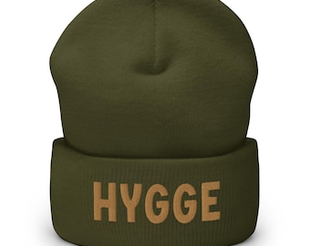 Gorro con puños y bordado HYGGE - Gorro Hygge - Gorro Hygge acogedor - Regalo Hygge acogedor - Hygge danés - Regalo danés