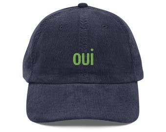 Oui Vintage Corduroy Cap with Embroidery - Oui Hat - Oui Cap - Oui Embroidery Hat - Oui Embroidery Cap