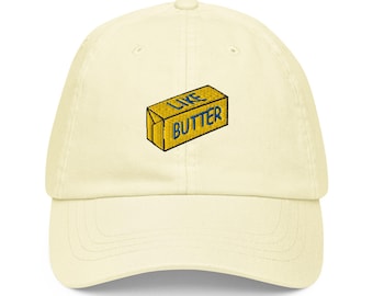 Like Butter Pastel Baseball Hat with Embroidery - Butter Yellow Hat - Butter Cap - Like Butter Baseball Cap - Butter Dad Hat