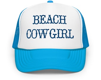 Beach Cowgirl - Truckerhoed van schuim met borduursel - Cowboyhoed - Cowgirlhoed - Strandhoed - Zomerhoed - Zonnehoed - Coastal Cowgirl