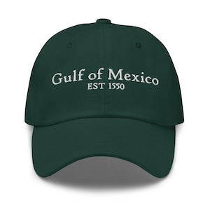 Gulf of Mexico Est 1550 Dad Hat with Embroidery - Subtle Anti Trump Hat - Anti Gulf of America Hat - Gulf Coast Hat - Liberal Gift