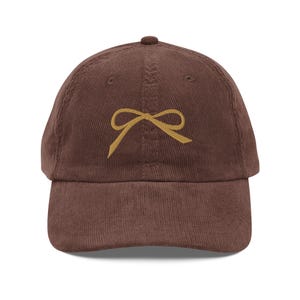 Vintage corduroy strikhoed met borduursel - schattige strikborduurhoed - trendy strik Dad Hat - geborduurde strikhoed - flirtstrikhoed