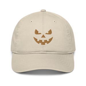 Jack O Lantern Organic Dad Hat with Embroidery - Jack O Lantern Cap - Jack O Lantern Hat - Halloween Hat