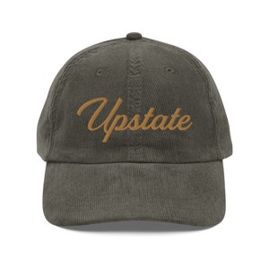 Upstate - Czapka z kordu vintage z haftem - Upstate Nowy Jork - Upstate Haft - Czapka taty
