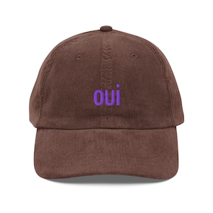 Oui Vintage Corduroy Cap with Embroidery - Oui Hat - Oui Cap - Oui Embroidery Hat - Oui Embroidery Cap
