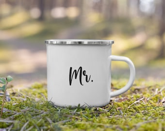Sr. - Taza de esmalte - Regalo de boda para amantes de la naturaleza - Linda taza de esmalte - Idea de boda