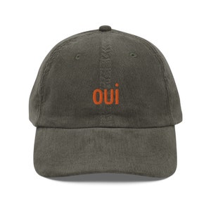 Oui Vintage Corduroy Cap with Embroidery - Oui Hat - Oui Cap - Oui Embroidery Hat - Oui Embroidery Cap