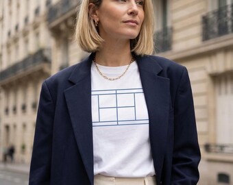 Tennis Court T-Shirt for Women | Minimalist Tennis Gift | Unisex Cotton Tee | Tennis Player Shirt | Courtside Tennis Apparel