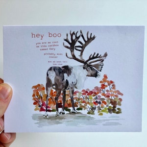 Funny Caribou Card for Friend - Notecards with Envelopes - Friend Card - Greeting Card for Friend - Friend Card Birthday - Alaska Print Art